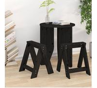 Tabourets lot de 2 noir 40x40x45 cm bois massif de pin