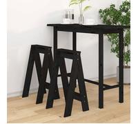 Vidaxl Tabourets 2 Pcs Noir 40x40x75 Cm Bois Massif De Pin Marron