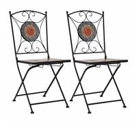 Vidaxl Chaises De Bistrot Mosaïque 2 Pcs Orange Et Gris