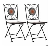 Vidaxl Chaises De Bistrot Mosaïque 2 Pcs Orange Et Gris