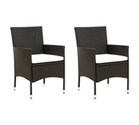 vidaXL 2X Chaises de Jardin avec Coussins Fauteuils de Patio Chaises de Salle à Manger d'Extérieur Sièges de Terrasse Résine Tressée Noir
