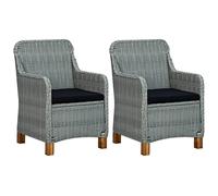 vidaXL Chaises de jardin 2 pcs avec coussins Résine tressée Gris clair