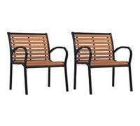vidaXL 2x Chaises de Jardin Chaises de Terrasse Fauteuils de Patio Sièges de Terrasse Fauteuils d'Extérieur Sièges de Jardin Acier et WPC Noir G