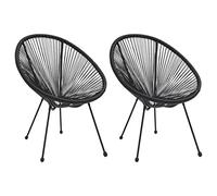 vidaXL 2X Chaises de Jardin en Forme de Lune Sièges de Patio Chaises de Terrasse Meubles de Jardin Chaises d'Extérieur Cour Rotin Noir