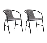 vidaXL 2X Chaises de Jardin Fauteuils de Patio Chaises de Terrasse Sièges de Salle à Manger d'Extérieur Plastique Rotin et Acier 110 kg