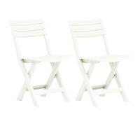 vidaXL Chaises de jardin pliables Résistantes aux intempéries - Lot de 2 - Plastique blanc
