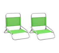 vidaXL 2X Chaises de Plage Pliables Chaises de Camping Chaises de Patio Sièges de Jardin Sièges d'Extérieur Chaises de Terrasse Vert Tissu