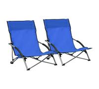 vidaXL 2X Chaises de Plage Pliables Chaises de Camping Sièges de Jardin Sièges de Patio Chaises de Terrasse Meubles d'Extérieur Bleu Tissu