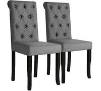 vidaXL 2X Chaises de Salle à Manger Chaises à Dîner Chaises de Repas Sièges de Cuisine Meubles de Cuisine Maison Intérieur Gris Foncé Tissu