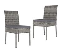 vidaXL 2X Chaises de Salle à Manger de Jardin Chaises à Dîner de Patio Sièges d'Extérieur Chaises de Repas Terrasse Résine Tressée Gris