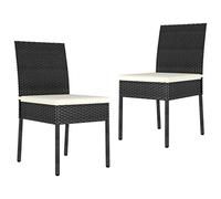 vidaXL 2X Chaises de Salle à Manger de Jardin Chaises à Dîner de Patio Sièges d'Extérieur Chaises de Repas Terrasse Résine Tressée Noir