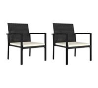 vidaXL 2X Chaises de Salle à Manger de Jardin Fauteuils d'Extérieur Chaises à Dîner Siège d'Extérieur Patio Terrasse Résine Tressée Noir