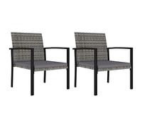 vidaXL 2X Chaises de Salle à Manger de Jardin Fauteuils d'Extérieur Chaises à Dîner Siège d'Extérieur Patio Terrasse Résine Tressée Gris
