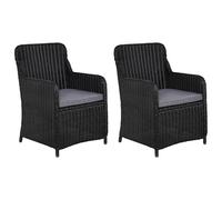 2 Pcs Chaises D'extérieur Avec Coussins Résine Tressée Noir Noir