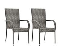 Chaises Empilables D'extérieur 2 Pcs Gris Résine Tressée