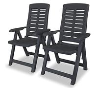 vidaXL 2 pcs Chaises inclinables de jardin Plastique Anthracite