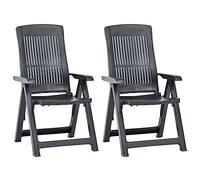 vidaXL Chaises inclinables de jardin 2 pcs Plastique Anthracite