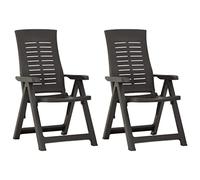 vidaXL Chaises inclinables de jardin 2 pcs Plastique Anthracite