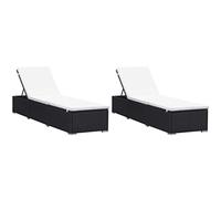 Vidaxl Chaises Longues Avec Coussins 2 Pcs Résine Tressée Noir