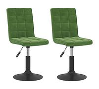 vidaXL 2X Chaises Pivotantes de Salle à Manger Chaises à Dîner Sièges de Cuisine Chaises de Repas Hauteur Réglable Intérieur Vert Foncé Velours