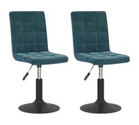 vidaXL 2X Chaises Pivotantes de Salle à Manger Chaises à Dîner Sièges de Cuisine Chaises de Repas Hauteur Réglable Intérieur Bleu Velours