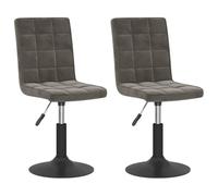 vidaXL 2X Chaises Pivotantes de Salle à Manger Chaises à Dîner Sièges de Cuisine Chaises de Repas Hauteur Réglable Intérieur Gris Foncé Velours