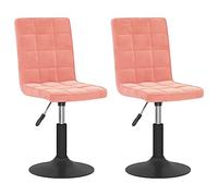 vidaXL 2X Chaises Pivotantes de Salle à Manger Chaises à Dîner Sièges de Cuisine Chaises de Repas Hauteur Réglable Intérieur Rose Velours