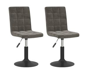 vidaXL 2X Chaises Pivotantes de Salle à Manger Chaises à Dîner Sièges de Cuisine Chaises de Repas Hauteur Réglable Intérieur Gris Foncé Velours