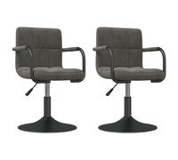 vidaXL 2X Chaises Pivotantes de Salle à Manger Chaises de Repas Chaises à Dîner Sièges de Cuisine Meubles de Bureau Intérieur Gris Foncé Velours