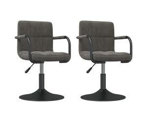 vidaXL 2X Chaises Pivotantes de Salle à Manger Chaises de Repas Chaises à Dîner Sièges de Cuisine Meubles de Bureau Intérieur Gris Foncé Velours