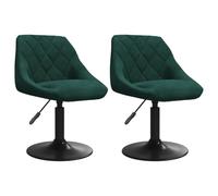 vidaXL 2X Chaises Pivotantes de Salle à Manger Fauteuils à Dîner Chaises de Repas Sièges de Cuisine Intérieur Hauteur Réglable Vert Foncé Velours