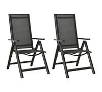 vidaXL 2X Chaises Pliables de Jardin Fauteuils de Salle à Manger de Terrasse Chaises Inclinables d'Extérieur Textilène et Aluminium Noir