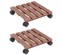 vidaXL 2x Chariots à Plantes Rouleau Support Roulant à Pot à Plantes Chariots à Bac de Fleurs Jardin Extérieur Marron 30x30x7,5 cm WPC