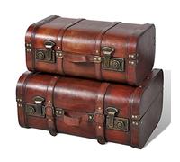 vidaXL 2X Coffre de Rangement Vintage Bois Marron Stockage Boîte Coffret