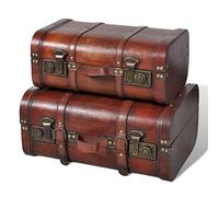 vidaXL 2x Coffre de Rangement Vintage Bois Marron Stockage Boîte Coffret