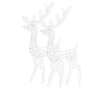 vidaXL 2X Décorations de Noël de Renne Ornement de Noël Rennes Lumineux Décoration de Fête Maison Intérieur Acrylique 120 cm Blanc Froid