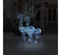 vidaXL 2x Décorations de Noël de Renne Ornement de Noël Rennes Lumineux Décoration de Fête Maison Intérieur Acrylique 120 cm Blanc Froid Blanc froid G