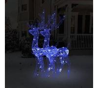 vidaXL 2x Décorations de Noël de Renne Ornement de Noël Rennes Lumineux Décoration de Fête Maison Salon Intérieur Acrylique 120 cm Bleu Bleu G