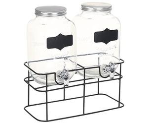 vidaXL 2x Distributeurs de Boissons avec Support Distributeurs d'Eau Distributeurs de Bière Distributeurs de Jus Cuisine Bar Verre