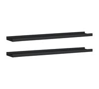 vidaXL 2X Etagères à Rebord pour Cadre Photo Etagères Murales Flottantes Etagères Suspendues Bibliothèque Salle de Séjour Noir 80x9x3 cm MDF