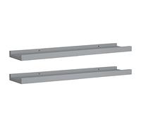 vidaXL 2X Etagères à Rebord pour Cadre Photo Etagères Murales Flottantes Etagères Suspendues Bibliothèque Salle de Séjour Gris 60x9x3 cm MDF