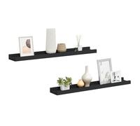 vidaXL 2X Etagères à Rebord pour Cadre Photo Etagères Murales Flottantes Etagères Suspendues Bibliothèque Salle de Séjour Noir 60x9x3 cm MDF