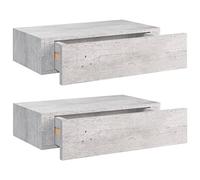 vidaXL 2X Etagères à Tiroir Murales Armoires Flottantes Etagères Suspendues Supports Muraux Salon Salle de Séjour Gris Béton 40x23,5x10 cm MDF