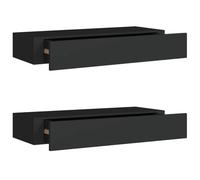 Etagère murale vidaXL Etagères à tiroirs murales 2 pcs Noir 60x23,5x10 cm MDF