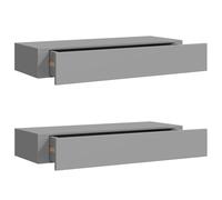 vidaXL 2X Etagères à Tiroirs Murales Etagères Flottantes Suspendues Supports Muraux Salon Salle de Séjour Maison Intérieur Gris 60x23,5x10 cm MDF
