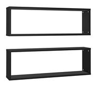 vidaXL 2X Etagères Cube Murales Etagères Suspendues Etagères Flottantes Salon Chambre Salle de Séjour Intérieur Noir 80x15x26,5 cm Aggloméré