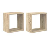 vidaXL 2X Etagères Cube Murales Etagères Suspendues Etagères Flottantes Salon Chambre Salle de Séjour Maison Intérieur Chêne Sonoma 26x15x26 cm