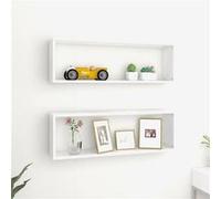 2x Etagères Cube Murales Etagères Suspendues Etagères Flottantes Salon Chambre Salle de Séjour Intérieur Blanc 80x15x26,5 cm Aggloméré