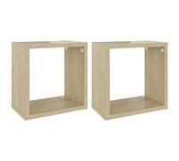 Vidaxl Etagères Cube Murales 2 Pcs Chêne Sonoma 26x15x26 Cm Multicolore