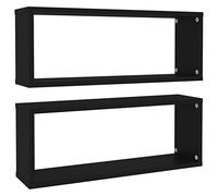 vidaXL 2X Etagères Cube Murales Etagères Suspendues Etagères Flottantes Salon Chambre Salle de Séjour Intérieur Noir 60x15x23 cm Aggloméré